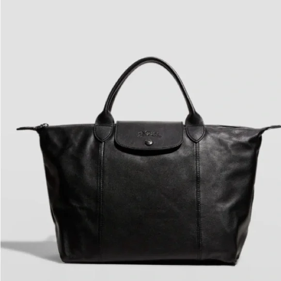 longchamp le pliage cuir medium tote - Picture 2 of 16